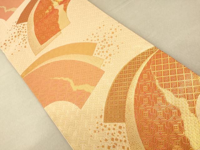 平和屋着物◎佐賀錦　六通柄袋帯　地紙重ね文　金糸　正絹　逸品　AAAL3085fw