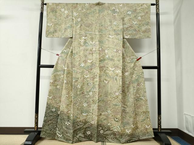 Uramono - 平和屋着物●訪問着　総絞り　風景浜松花文　暈し染め　正絹　逸品　CABC7053yc