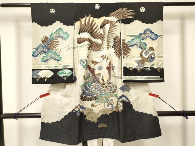 平和屋着物[]お宮参り 男の子 祝着 産着 初着 のしめ 鷹 鷲 龍 兜 金彩 逸品 DAAY3391ma