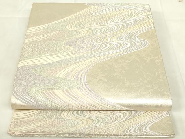 平和屋着物◎六通柄袋帯　唐織　流水文　銀糸　正絹　逸品　DABA5746qp