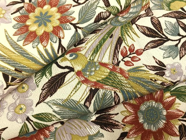 Kimono - 平和屋着物●上質な小紋　花鳥文　金彩　正絹　逸品　AABH4788fy