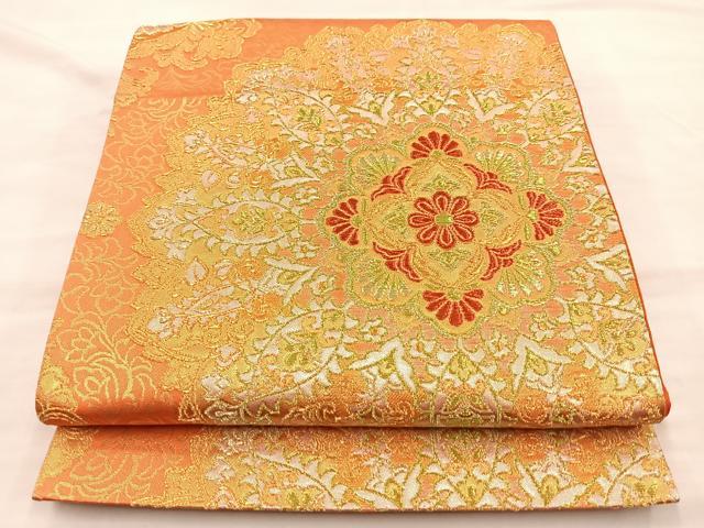 平和屋着物◎六通柄袋帯　正倉院花文　金糸　やまと誂製　正絹　逸品　BAAS5576du