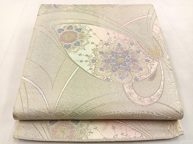 平和屋着物◎六通柄袋帯　花蝶文　金銀糸　正絹　逸品　BAAT9946hj