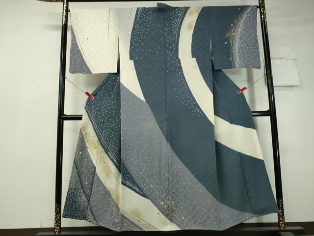 平和屋着物●十日町 名門青柳高級ブランド　大喜百花　訪問着　絞り　竹屋町刺繍　箔散らし　金彩　正絹　逸品　CAAV4742vp