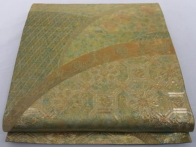 平和屋着物■六通柄袋帯　蜀江花唐草文　金糸　引箔　正絹　逸品　A-az6002