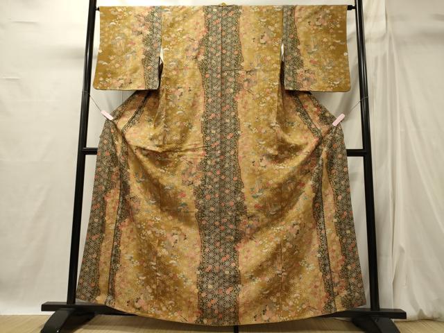 平和屋の平和屋着物■上質な小紋 御所車枝花文 金彩 正絹 逸品 CABI1828oy｜アングル2