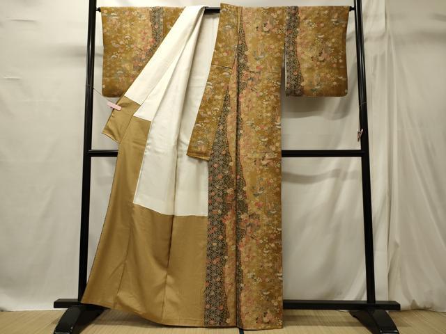 平和屋の平和屋着物■上質な小紋 御所車枝花文 金彩 正絹 逸品 CABI1828oy｜アングル3