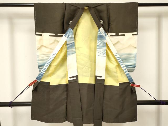 平和屋着物[]お宮参り　男の子　祝着　産着　初着　のしめ　駒刺繍　鯉　立波笹松文　暈し染め　金彩　逸品　DAAY3392ma