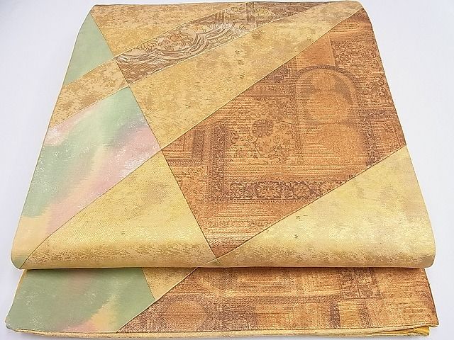 平和屋着物■六通柄袋帯　切嵌　洋花唐草文　金糸　引箔　逸品　fe5629