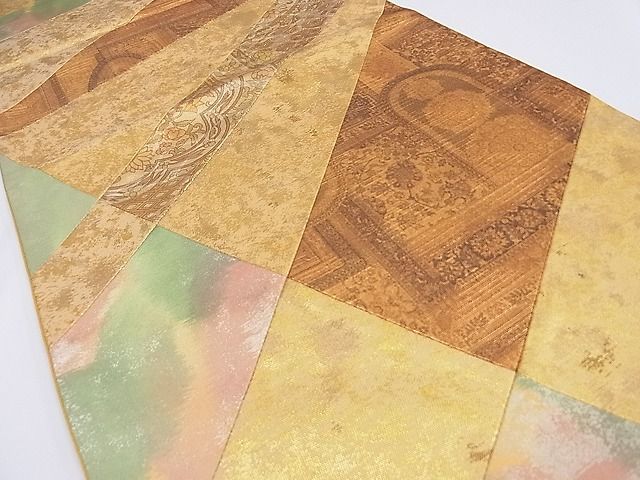 平和屋着物■六通柄袋帯　切嵌　洋花唐草文　金糸　引箔　逸品　fe5629