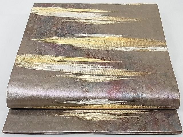 平和屋着物◎六通柄袋帯　霞文　金糸　引箔　正絹　逸品　AAAG4484Abw