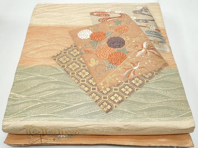 Rakuten - 平和屋着物◎六通柄袋帯　唐織　色紙重ね鳳凰花文　金糸　正絹　逸品　CABG5000fb