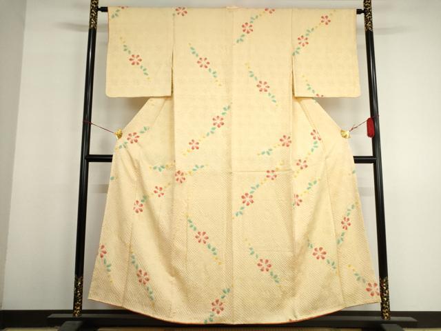 平和屋着物■上質な小紋 総絞り 草花文 正絹 逸品 未使用 AAAL7005ma