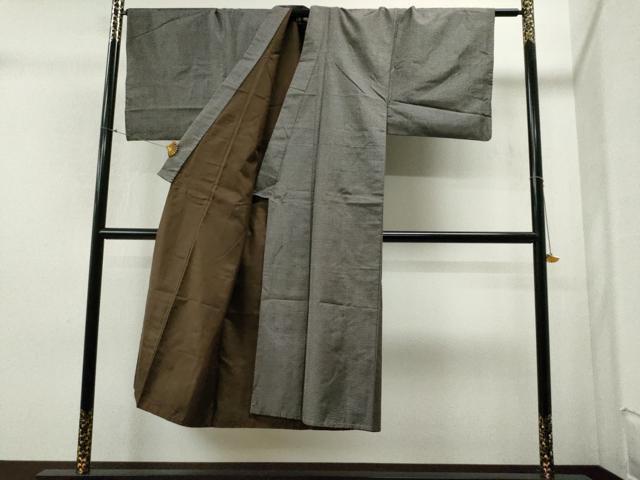 平和屋着物■男性　お召　100亀甲　正絹　逸品　CAAJ2953yc