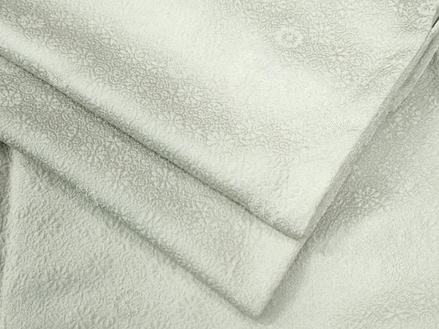 平和屋着物●上質な色無地 花唐草地紋 灰黄緑色 正絹 逸品 CABB4505yc