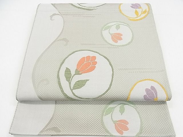 平和屋着物◎六通柄袋帯　草花丸文　逸品　DAAC3154mz