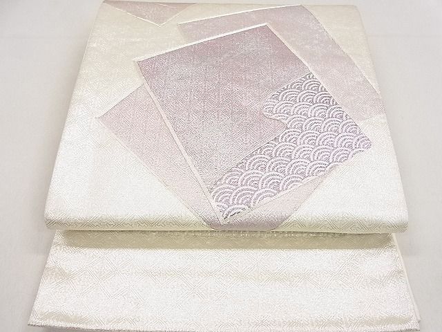 平和屋着物◎六通太鼓柄袋帯　駒刺繍　色紙重ね吉祥文　銀糸　逸品　DAAC3255mz