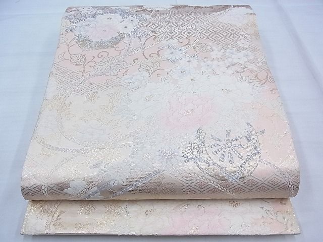 平和屋着物◎六通柄袋帯　唐織　吉祥花車文　金糸　逸品　BAAI3335qt