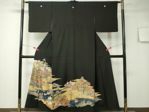 平和屋着物■豪華黒留袖 鴛鴦御所解文 金彩 正絹 逸品 CAAM121ev 平和屋着物■豪華黒留袖 鴛鴦御所解文 金彩 正絹 逸品 CAAM121ev