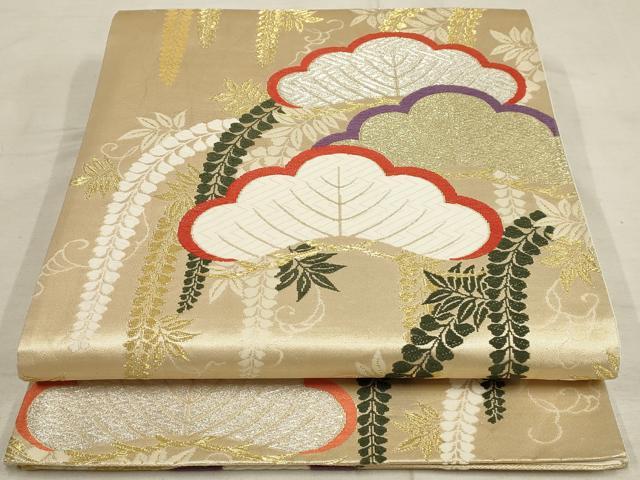 平和屋着物◎六通柄袋帯　唐織　草花文　金銀糸　正絹　逸品　AAAL4224tm