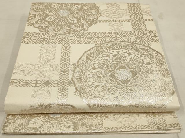 平和屋着物◎六通柄　本袋帯　正倉院花文　金銀糸　正絹　逸品　AAAL4234tm