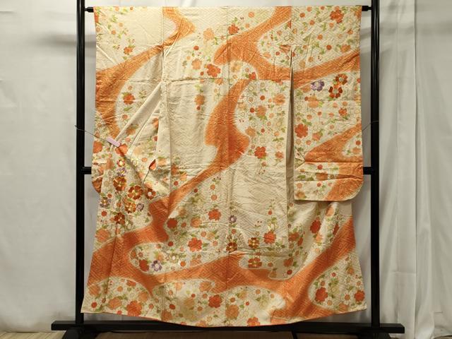 平和屋着物■豪華振袖 駒刺繍 立波草花文 暈し染め 金彩 正絹 逸品 CAAT7954oy