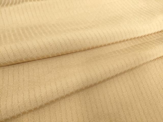 平和屋着物▽上質な色無地　単衣　縞地紋　薄香色　正絹　逸品　DAAT9005az
