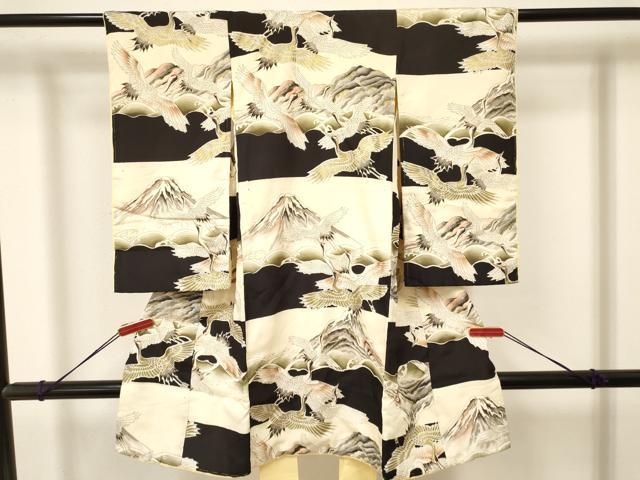 Kimono （For Girls） - 平和屋着物[]お宮参り　男の子　祝着　産着　初着　のしめ　風景群れ鶴文　金彩　逸品　DAAY3395ma