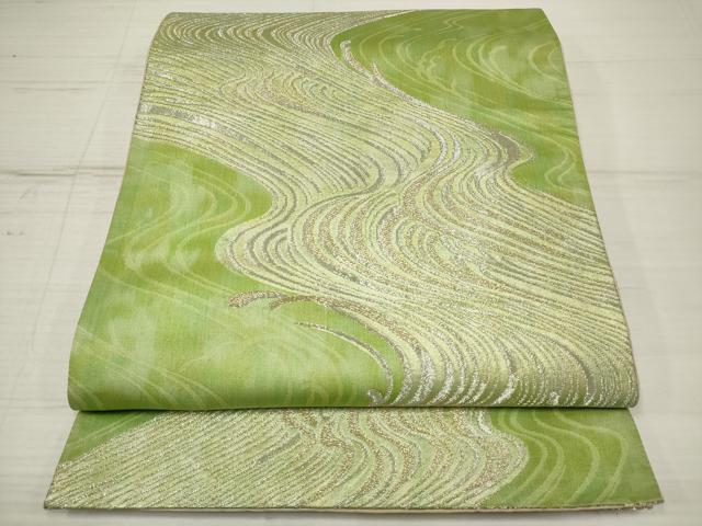 平和屋着物◎六通柄袋帯　流水文　金銀糸　正絹　逸品　DAAZ5936ea