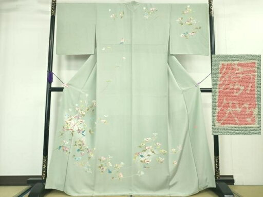 平和屋本店■極上 本加賀友禅作家 和泉衛知 訪問着 枝花文 柳鼠色地 逸品 DZAA4989kh5 平和屋本店■極上 本加賀友禅作家 和泉衛知 訪問着 枝花文 柳鼠色地 逸品 DZAA4989kh5
