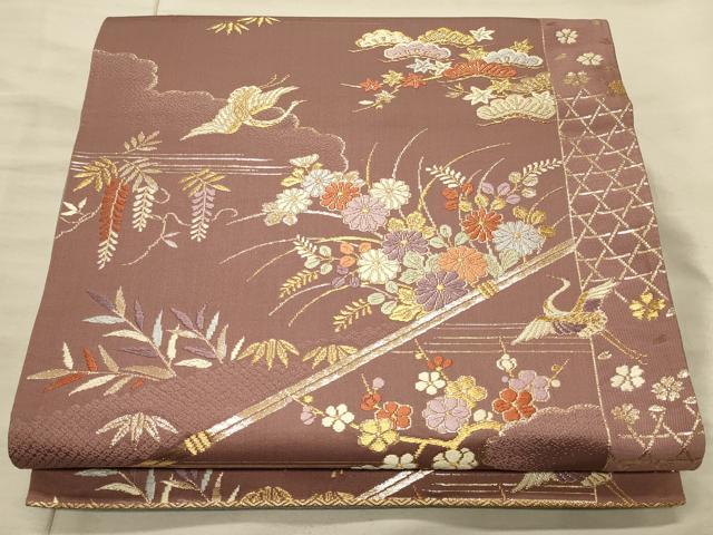 平和屋着物◎六通柄袋帯　唐織　草花文　金糸　正絹　逸品　CAAT4900ft