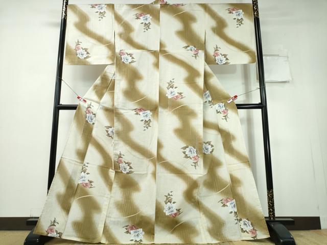 平和屋の平和屋着物∴夏物 浴衣 霞舞牡丹花文 銀通し地 綿 逸品 CABH1478ng｜アングル2