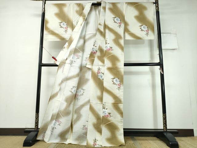 平和屋の平和屋着物∴夏物 浴衣 霞舞牡丹花文 銀通し地 綿 逸品 CABH1478ng｜アングル3