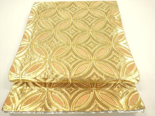 平和屋着物◎両面　全通柄袋帯　七宝つなぎ　金銀糸　正絹　逸品　DAAY6146ea