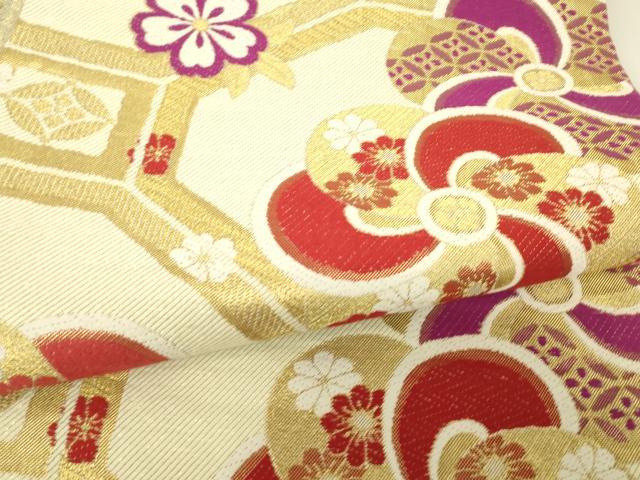 平和屋の平和屋着物▼六通柄袋帯 蜀江舞花文 金糸 正絹 逸品 DABG0298az｜アングル3
