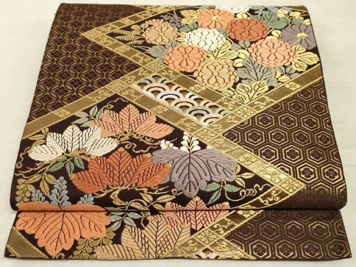 平和屋着物◎六通柄袋帯 唐織 菊桐吉祥文 金糸 正絹 逸品 AAAM3294sx 平和屋着物◎六通柄袋帯 唐織 菊桐吉祥文 金糸 正絹 逸品 AAAM3294sx