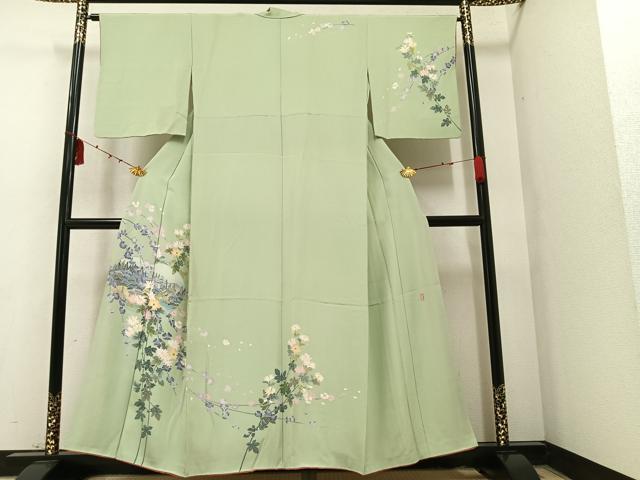 平和屋着物●訪問着　友禅　作家物　峰山　枝花文　正絹　逸品　AAAY8959ph