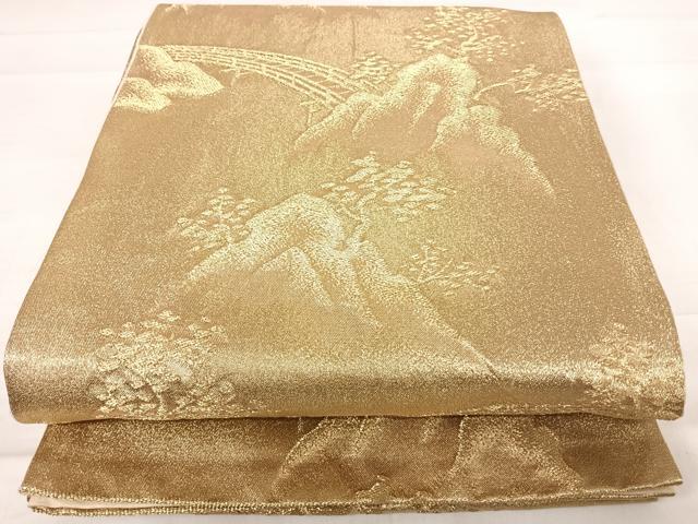 平和屋着物◎六通柄京袋帯　風景文　金糸　正絹　逸品　AABE3659yx