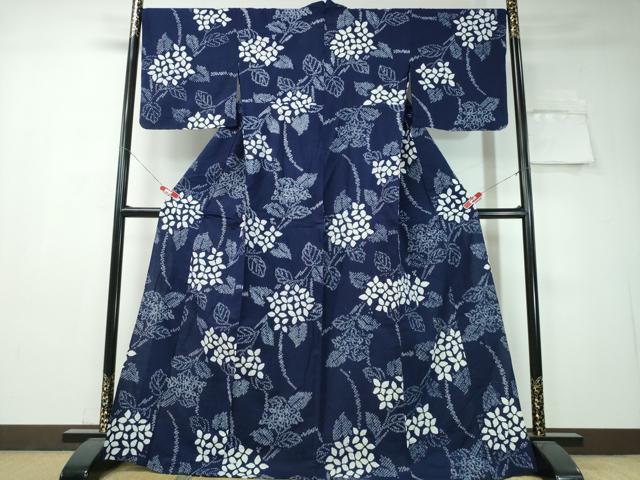 平和屋着物∴夏物　浴衣　有松鳴海絞り　紫陽花　綿　逸品　CAAW1090ng