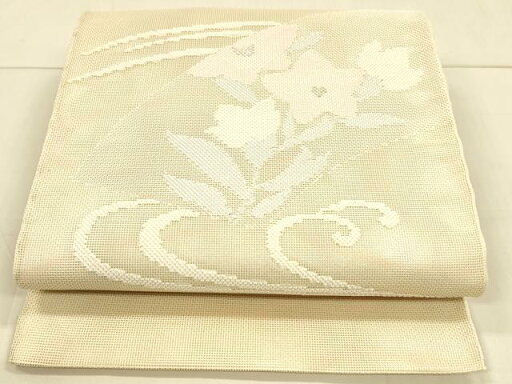 平和屋着物*夏物 太鼓柄袋帯 流水地紙草花文 銀糸 正絹 逸品 DAAT1577cm 平和屋着物*夏物 太鼓柄袋帯 流水地紙草花文 銀糸 正絹 逸品 DAAT1577cm