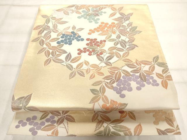 平和屋着物◎六通柄袋帯　草花丸文　引箔　正絹　逸品　AAAO3085jz