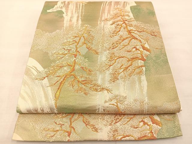 平和屋着物◎六通柄袋帯 風景文 金糸 正絹 逸品 BAAT4931hz