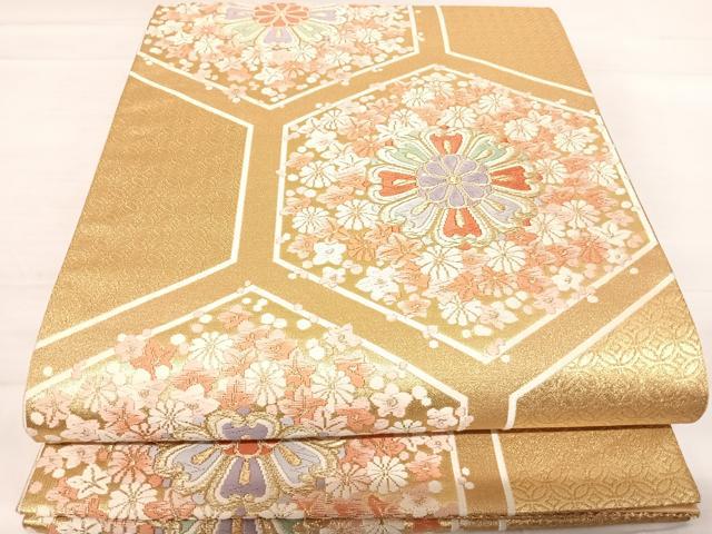 Rakuten - 平和屋着物◎六通柄袋帯　唐織　亀甲花文　金糸　正絹　逸品　AABD7273yx
