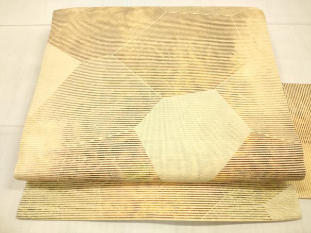 平和屋着物＊夏物　九寸名古屋帯　抽象文様　正絹　逸品　DAAW4052cm