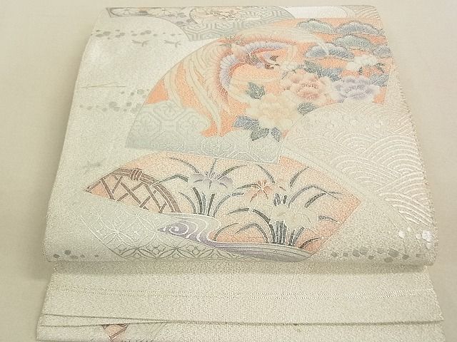 平和屋着物◎綴れ 太鼓柄袋帯 地紙鳳凰花文 銀彩 逸品 DAAE4277ox