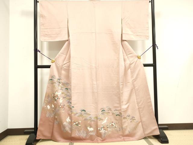 平和屋着物■豪華色留袖　群れ鶴花文　暈し染め　金彩　正絹　逸品　DAAW4557cd