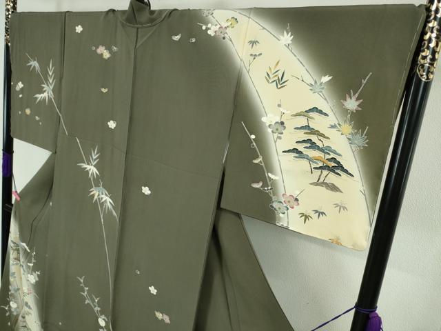 平和屋の平和屋本店■極上　名門・上野家　上野街子　清染居　訪問着　吉祥花風景　暈し染め　千歳茶色地　さが美扱い　逸品　未使用　DZAA5350kh5｜アングル3