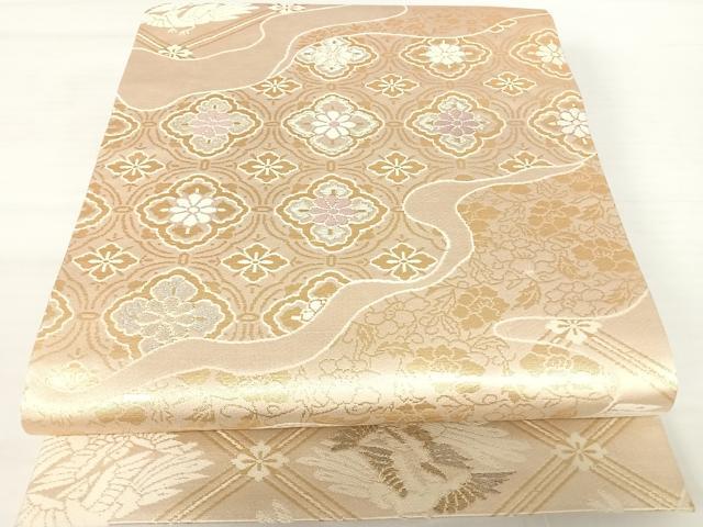 平和屋着物◎六通柄袋帯　唐織　道長花鳥文　金銀糸　正絹　逸品　AABA9004yx