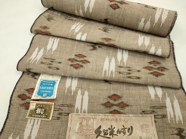 平和屋着物●久留米絣 反物 綿 絣絵 国武織物謹製 証紙付き 着尺 逸品 未使用 CABL2...