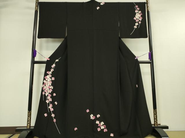 平和屋本店■極上　本加賀友禅作家　鬼島武司　訪問着　胡蝶蘭　黒地　逸品　DZAA2749kh5